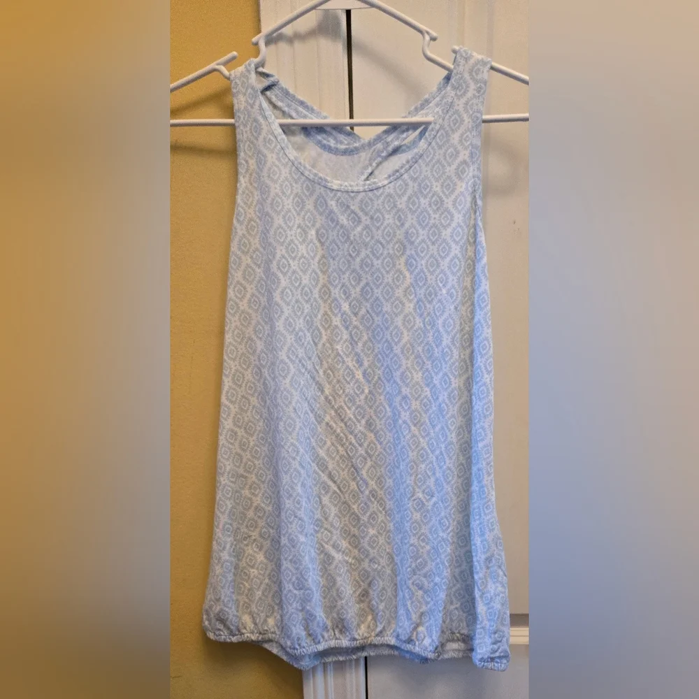 Old Navy Blue Maxi A-Line Tank Top 16 Plus Girls Gathered At Waist